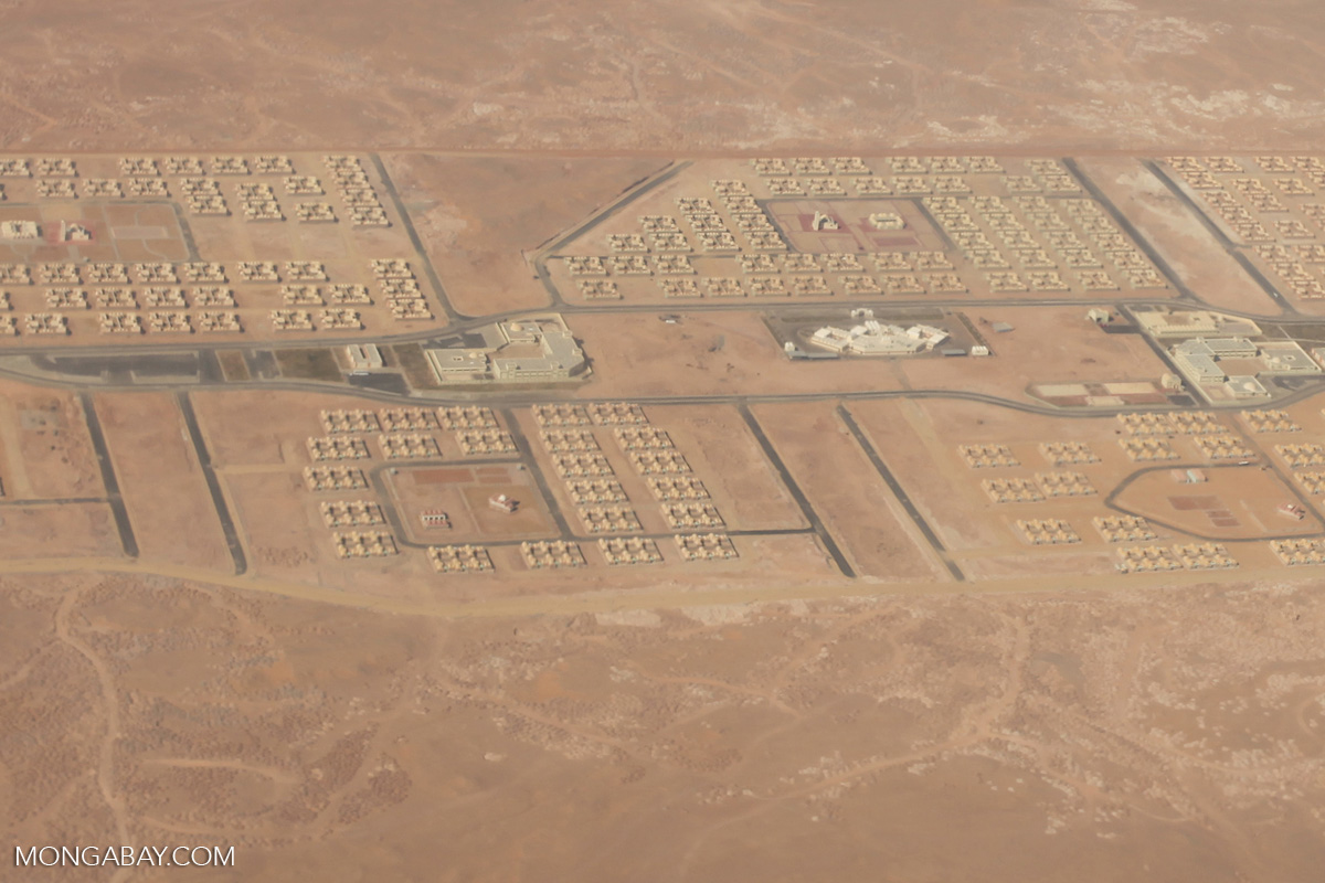 Airplane view of a desert development