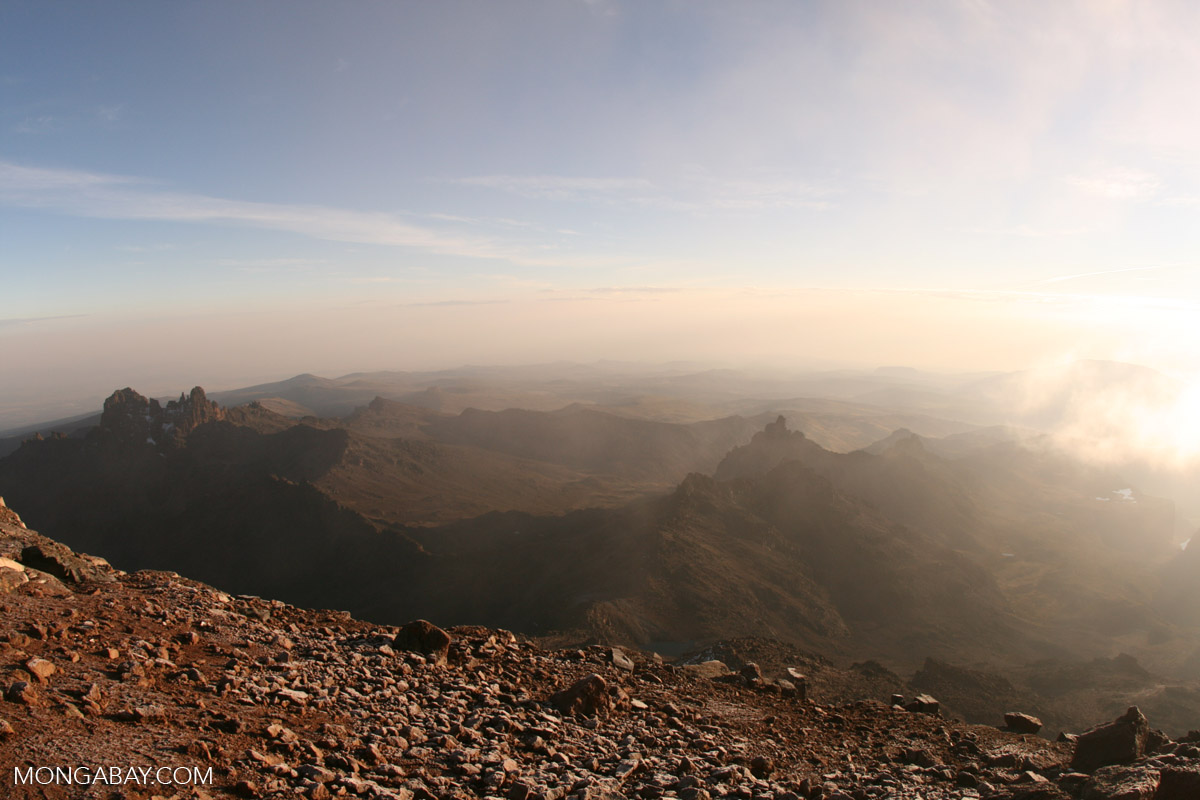 View from Mt. Kenya's Point Lenana peak (4985 meters)