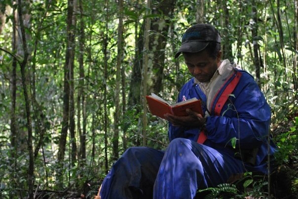 Data collection in the field. Photo by Andrea Baden.