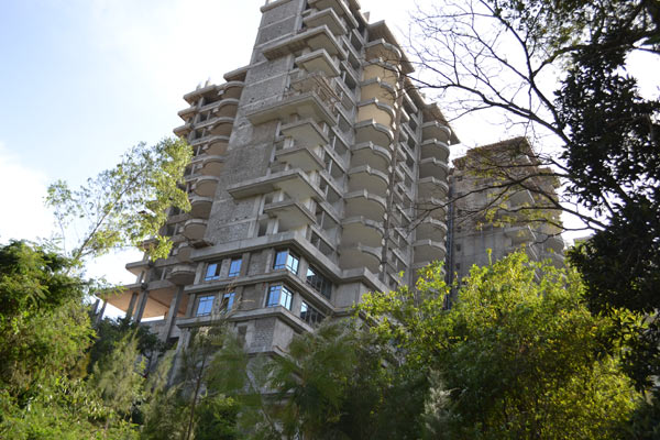 Construction of a house on the Gitathuru River in Karura forest. The owner built a foundation touching the river. Photo credit: Protus Onyango.