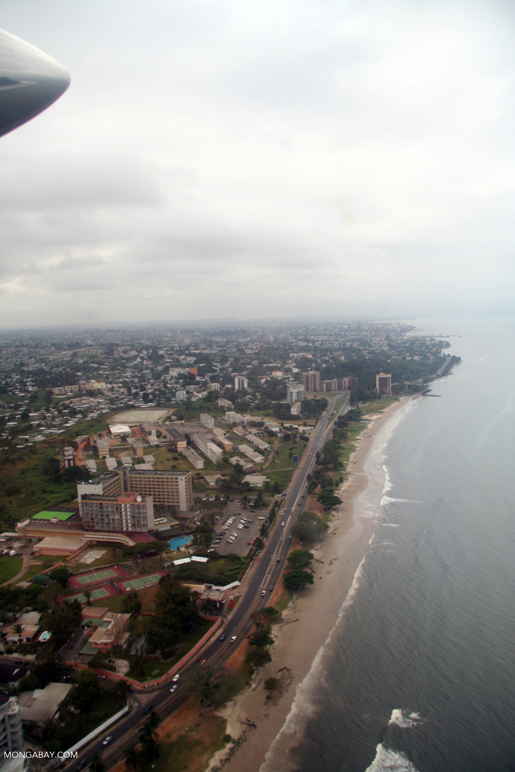 Aerial view of beach in Libreville, Gabon