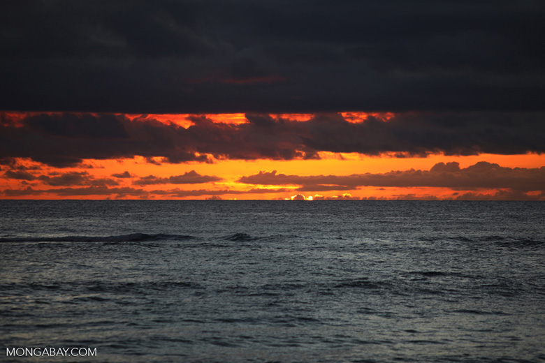 Poipu beach at sunset