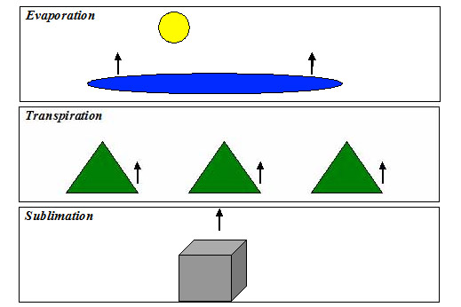 Evaporation, transpiration, and sublimation diagrams